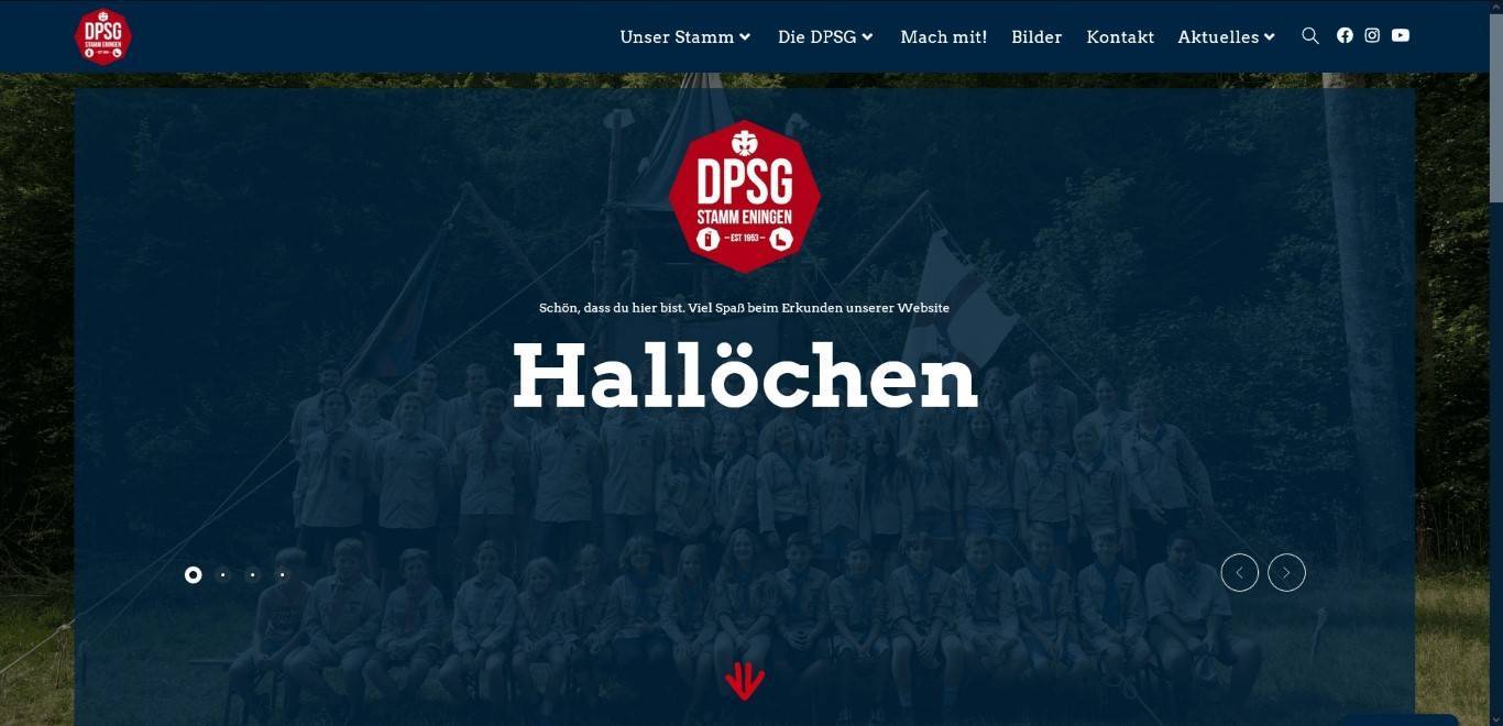 Neue Website 2022 - Screenshot der Startseite der DPSG Eningen